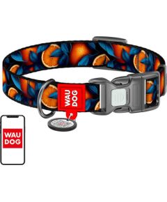 Waudog "Oranges" nylon dog collar with QR code, size XL