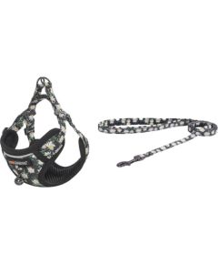 Cat set Dogness harness and leash (Daisy Black)