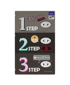 Holika Holika Pig Clear Strong ( 3 Step Kit ) - Třífázové čisticí náplasti na nos 15ml
