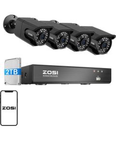 Set of four IP cameras ZOSI C105 WiFi 8MP + recorder + HDD 2TB