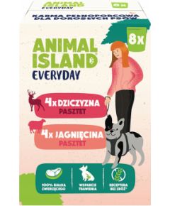 ANIMAL ISLAND Everyday pasztet, saszetka pies 8 szt; 150g x 4 szt dziczyzna, 150g x 4 szt jagnięcina
