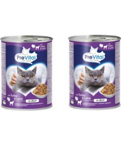 PREVITAL indyk-jagnięcina kawałki w galaretce dla kota 415g x 2szt