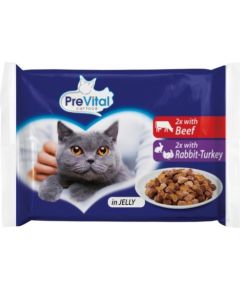 PREVITAL Beef and turkey in gravy - wet cat food - 4 x 100g