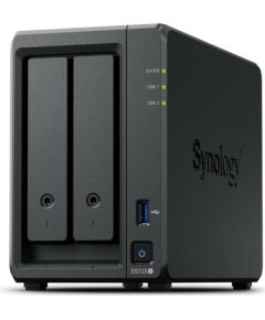 NAS Synology DS725+, Tower, 2x 2.5"/3.5" SATA + 2x M.2 2280 NVMe SSD; AMD Ryzen R1600; 4GB DDR4 (max.32GB), 1x 1GbE RJ-45, 1x 2.5GbE RJ-45, 1x USB 3.2, adapter 65W
