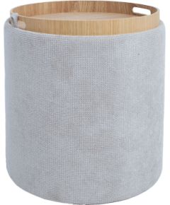 Tumba / galds HIRO D39xH44cm, bēšs, ar uzglabāšanās vietu un paplāti