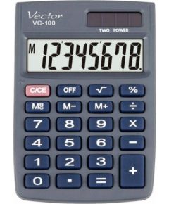Vector KAV VC-100 office calculator, 8 digits, 58 x 88.5 mm, grey