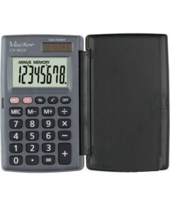 Vector KAV CH-862D pocket calculator with cover, grey