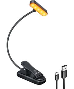 Glocusent   Wireless lamp Glocusent ET-Head clip-on book light, USB-C 650mAh timer (Black)