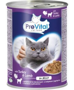 PREVITAL Cat Food with lamb and turkey in jelly - wet food for cats - 415g