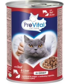 PREVITAL Cat Food with beef and liver in sauce - wet cat food - 415 g