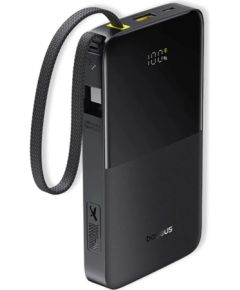 LiPo Powerbank 10000mAh 22.5W USB + USB-C ar integrētu USB-C kabeli EnerFill Bipow2 melns BASEUS
