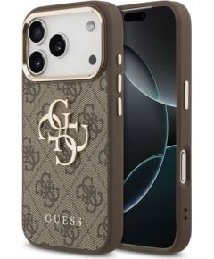 Guess Apple  iPhone 17 Pro Max PU Leather 4G Metal Logo Gold Frame MagSafe Case Brown