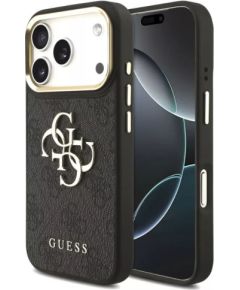 Guess Apple  iPhone 17 Pro Max PU Leather 4G Metal Logo Gold Frame MagSafe Case Black