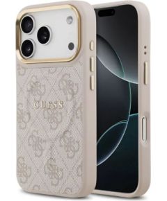 Guess Apple  iPhone 17 Pro Max PU Leather 4G Gold Frame MagSafe Case Pink
