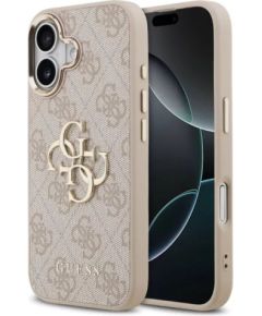 Guess Apple  iPhone 17 PU Leather 4G Metal Logo Gold Frame MagSafe Case Pink