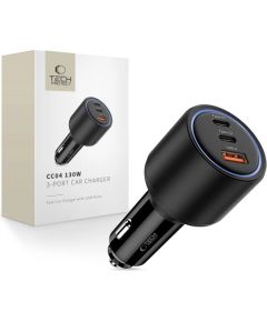 Tech-protect CC04 3-port PD130W car charger - black