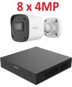 Uniarch 4MP IP videonovērošanas komplekts ar PoE (NVR + 8 bullet kameras)