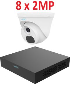 Uniarch 2MP IP videonovērošanas komplekts ar PoE (NVR + 8 kupola kameras)