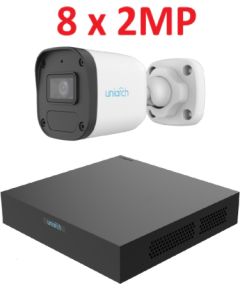 Uniarch 2MP IP videonovērošanas komplekts ar PoE (NVR + 8 bullet kameras)