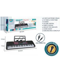 Adar Детский синтезатор 61 клавиши с микрофоном (USB или батарейки) 53.5 cm 611962