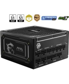 Power Supply MSI MAG A1000GL PCIE5 II ATX 3.1 1000 Watts Efficiency 80 PLUS GOLD PFC Active MAGA1000GLPCIE5II