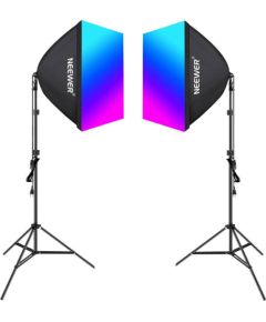 Kit Neewer NK800 two softboxes + bulbs RGB 24W 2700-6500K + tripods + barndoors