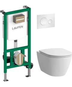 Laufen komplekts-pods ar QR/SC vāku Fiora rimless, rāmis Ineo, taustiņš MoonDance, balts/balts