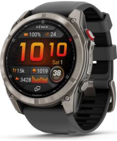 Garmin   GARMIN fenix 8 Pro – 51 mm, AMOLED, Sapphire, Titanium with Graphite/black silicone band sporta pulkstenis