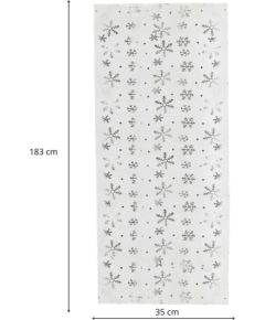 Ziemassvētku galdauts Springos CA1220, 183x35 cm, balts, sniegpārsliņu raksts