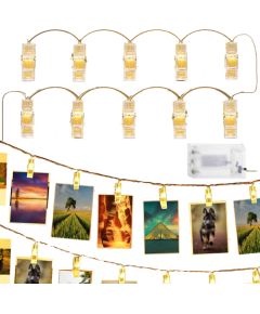LED klipši fotogrāfijām Springos CL4131, 10 LED, silti balta
