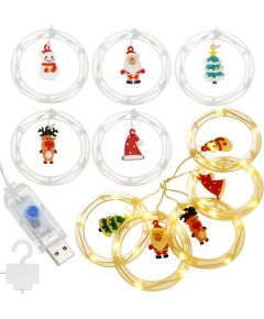 Световая штора Springos CL4042 110 LED гирлянда, USB-лампочки с фигурками, тёплый белый
