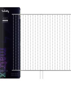 Twinkly Matrix - 480 RGB LED Pearl-shaped lights, clear wire, 3.3x3.3ft F-plug type