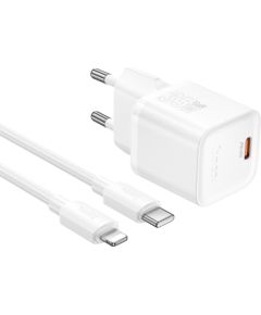 Сетевая зарядка Hoco N66 35W GaN USB-C/USB-A + USB-C to Lightning cable 1.0m белая