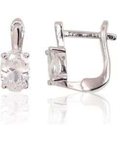 Серебряные серьги на английском замке #2202947(PRh-Gr)_CZ, Серебро 925°, родий (покрытие), Цирконы, 1.7 гр.