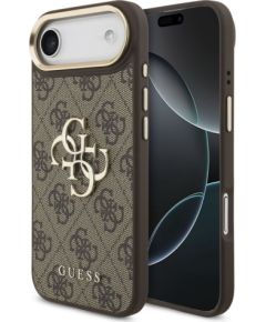 Guess Apple  iPhone Air PU Leather 4G Metal Logo Gold Frame Case Brown