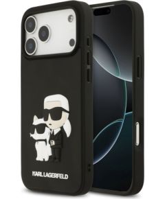 Karl Lagerfeld Apple  iPhone 17 Pro Max Silicone 3D Rubber Karl and Choupette Case Black