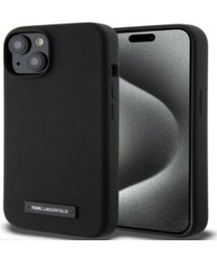 Karl Lagerfeld Apple  iPhone 15 Liquid Silicone Plaque MagSafe Case Black