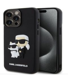 Karl Lagerfeld Apple  iPhone 15 Pro Max Rubber Karl and Choupette Case Black