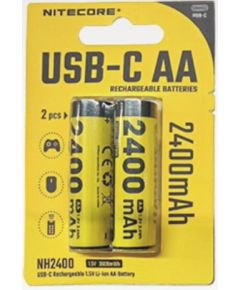 Nitecore NH2400 2400mAh USB-C Rechargeable AA Battery 2-Pack