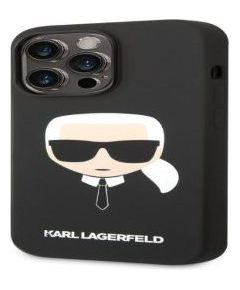 Karl Lagerfeld Apple  iPhone 14 Pro Max Liquid Silicone Karl Head Case Black