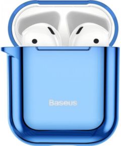 Baseus   Metallic Shining Ultra-thin Silicone Protector Case with Hook for AirPods 1/2 Blue