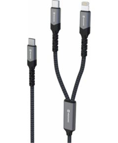 Swissten Textile 2in1 USB-C / Lighting Kabelis 100W 1.5m