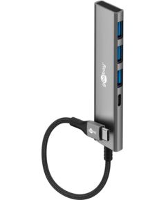 Goobay 76562 Slim 4-Port USB-Hub, USB-C auf USB-C™/USB-A, 5 Gbit/s, Grey Goobay
