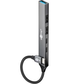 Goobay Slim 5-Port USB Hub, USB-C to USB-C/USB-A, 5 Gbit/s 74460