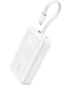 Anker Power Bank, Built-In USB-C Cable, 30W A1688H21 10000 mAh White
