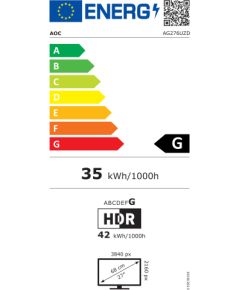 AOC AG276UZD 27 " QD-OLED UHD 16:9 240 Hz 0.03 ms 3840 x 2160 pixels HDMI ports quantity 2 Black