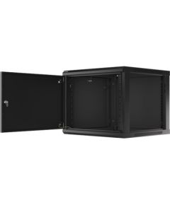 Lanberg Rack cabinet 19" wall-mount 9U/600x600 (flat pack) for self-assembly with metal door WF01-6609-00B Black