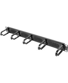 Lanberg 19" cable management brush panel 5 rings type B 1U AK-1203-B Black