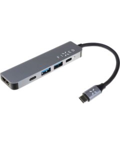 Fixed 5-port USB-C HUB Mini for laptops and tablets FIXHU-MN-GR Gray
