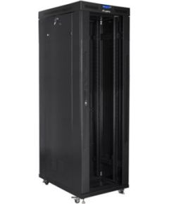 Lanberg Rack cabinet 19" free-standing 42U/800x1000 (flat pack) with glass door, LCD FF01-8042-12BL Black
